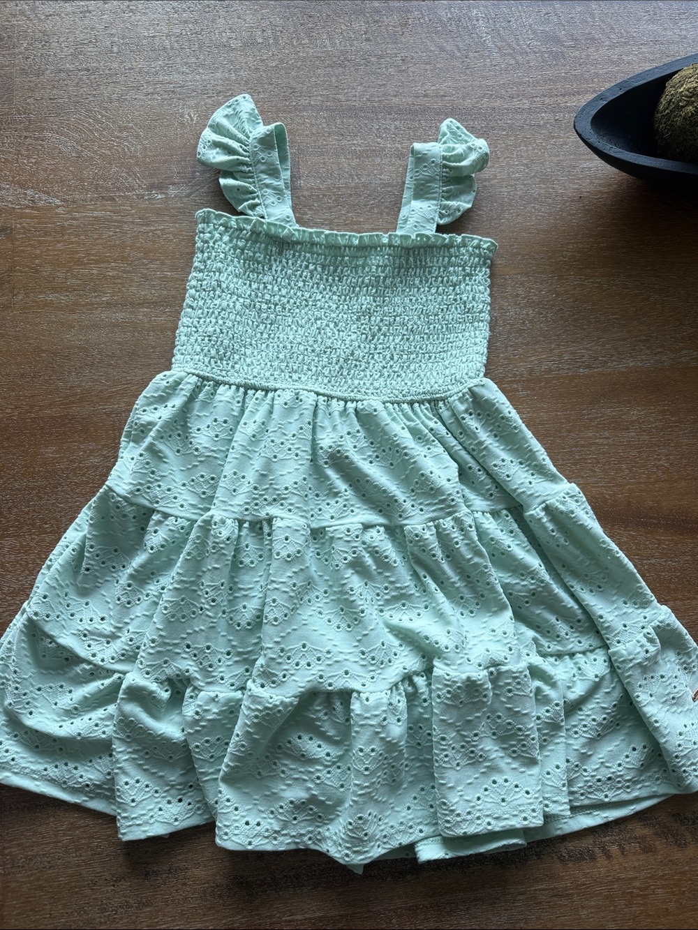 Girls' Tahari Mint Eyelet Sundress with Ruffled Straps